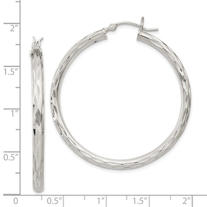 Sterlingsilber Diamantiert Satiniert 3x40mm Creolen