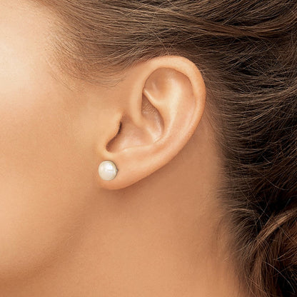 Sterlingsilber Poliert Peach 9-10mm Süßwasser Zuchtperle Knopf Ohrstecker