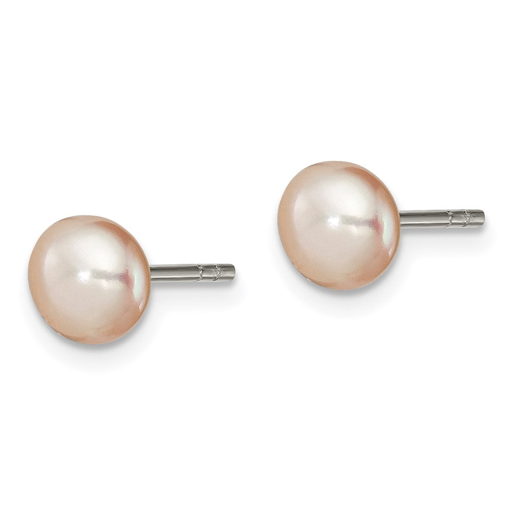 Sterlingsilber Poliert Peach 5-6mm Süßwasser Zuchtperle Knopf Ohrstecker