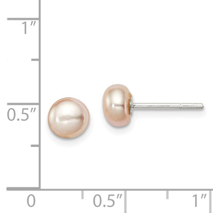 Sterlingsilber Poliert Peach 5-6mm Süßwasser Zuchtperle Knopf Ohrstecker