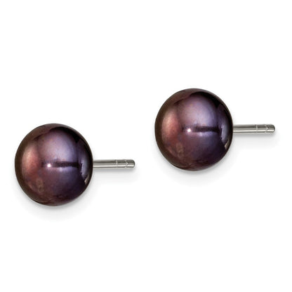 Sterlingsilber Poliert 5-6mm Schwarz Süßwasser Zuchtperle Knopf Ohrstecker