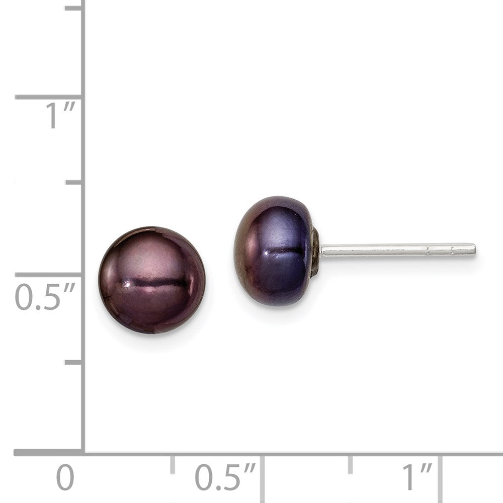 Sterlingsilber Poliert 5-6mm Schwarz Süßwasser Zuchtperle Knopf Ohrstecker