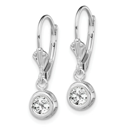 Sterlingsilber Rhodiniert 5mm Rund Zirkonia Ohrhänger mit Brisur