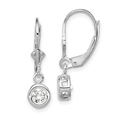 Sterlingsilber Rhodiniert 5mm Rund Zirkonia Ohrhänger mit Brisur