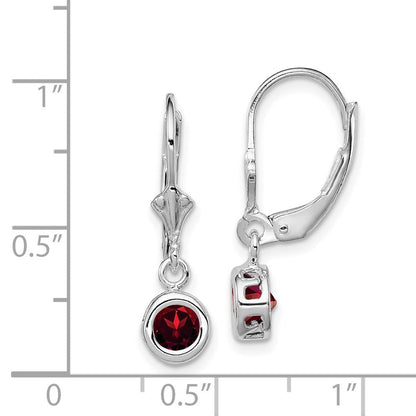 Sterlingsilber Rhodiniert 5mm Rund Granat Ohrhänger mit Brisur