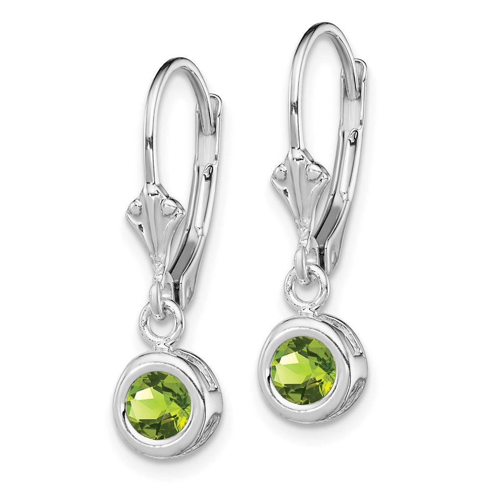 Sterlingsilber Rhodiniert 5mm Rund Peridot Ohrhänger mit Brisur