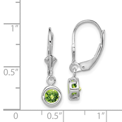 Sterlingsilber Rhodiniert 5mm Rund Peridot Ohrhänger mit Brisur