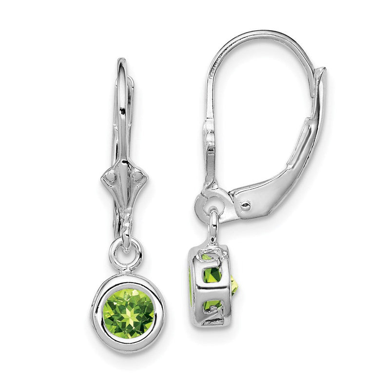 Sterlingsilber Rhodiniert 5mm Rund Peridot Ohrhänger mit Brisur