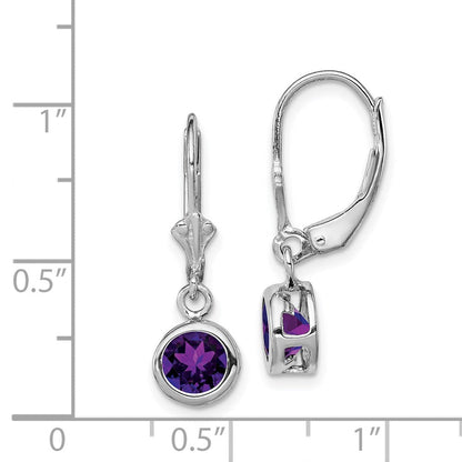 Sterlingsilber Rhodiniert 6mm Rund Amethyst Ohrhänger mit Brisur