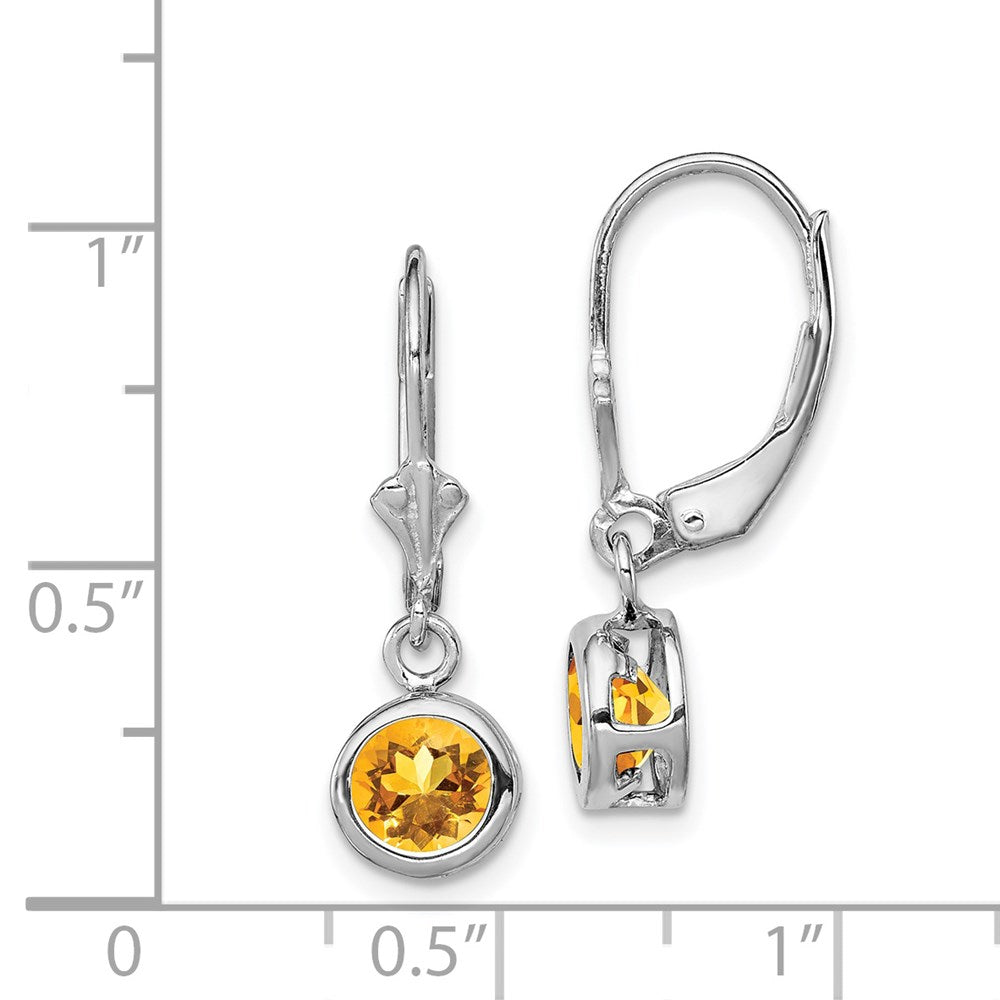 Sterlingsilber Rhodiniert 6mm Rund Citrin Ohrhänger mit Brisur