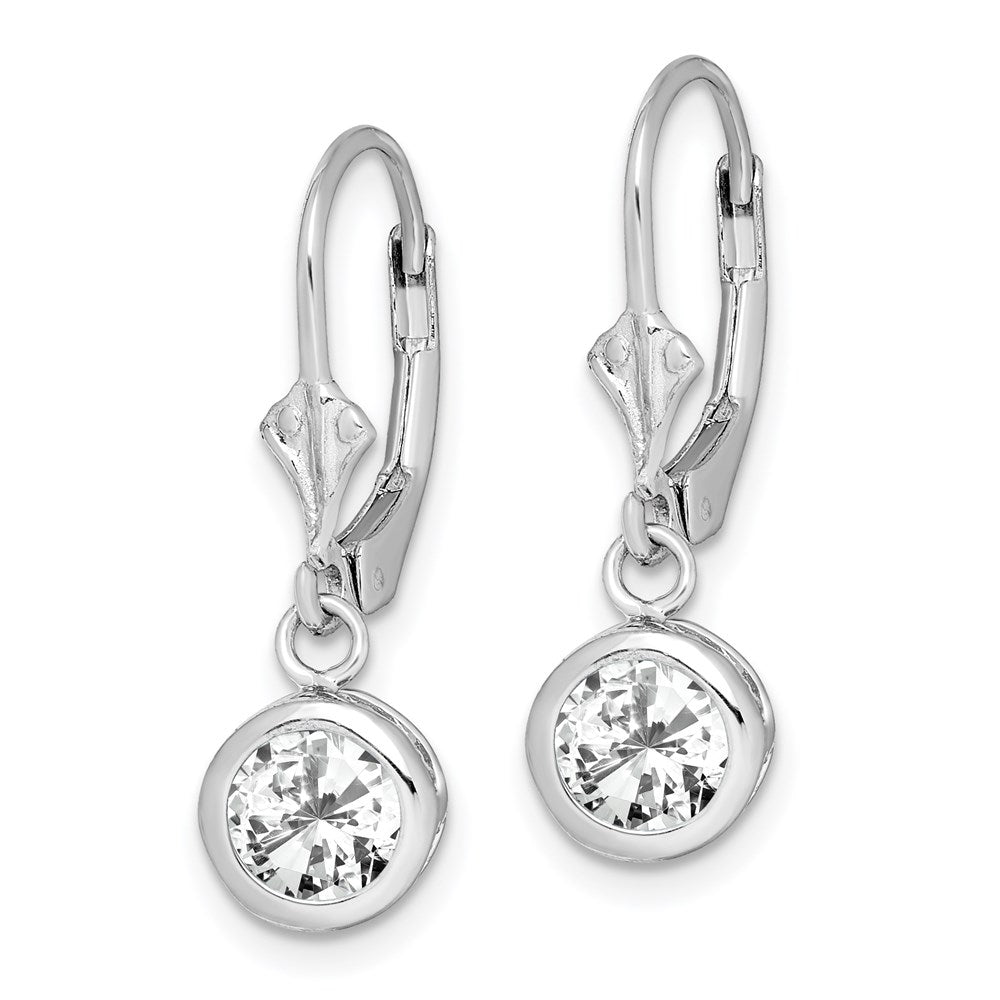 Sterlingsilber Rhodiniert 6mm Rund Zirkonia Ohrhänger mit Brisur