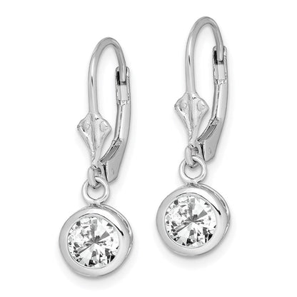 Sterlingsilber Rhodiniert 6mm Rund Zirkonia Ohrhänger mit Brisur
