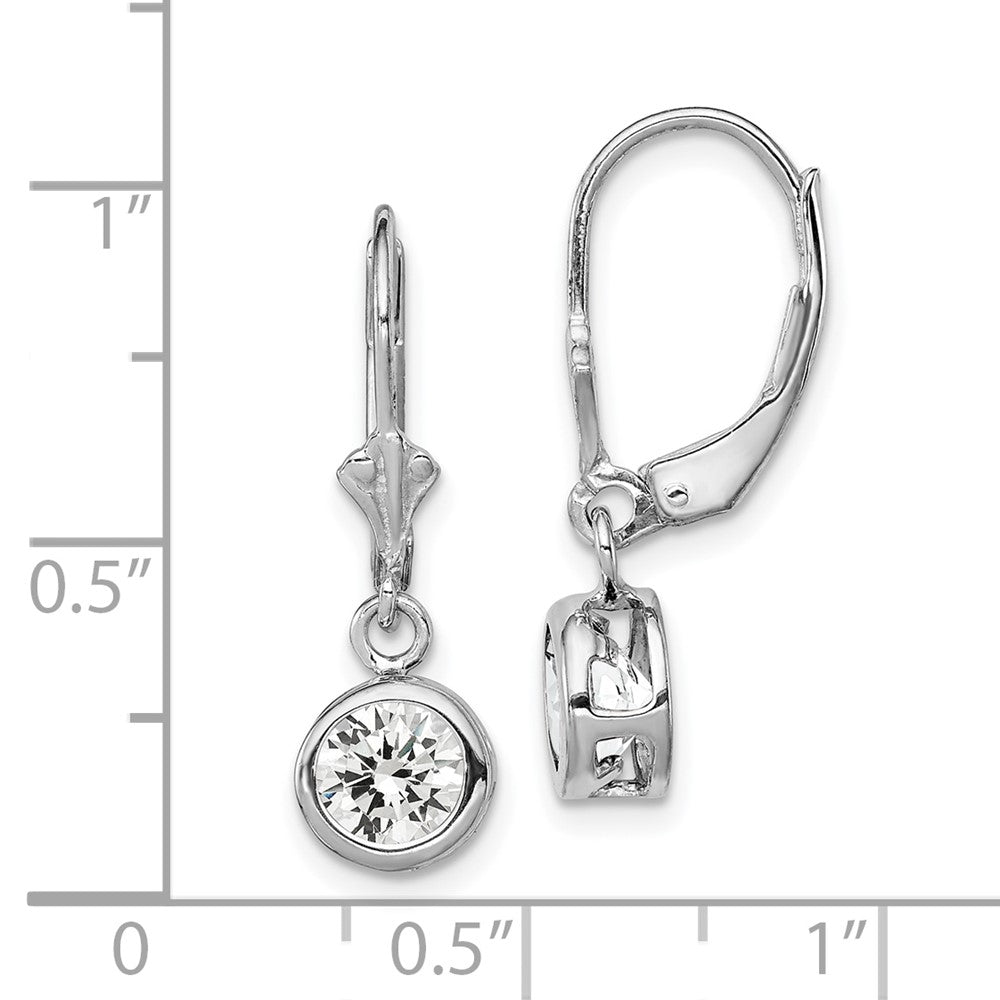 Sterlingsilber Rhodiniert 6mm Rund Zirkonia Ohrhänger mit Brisur