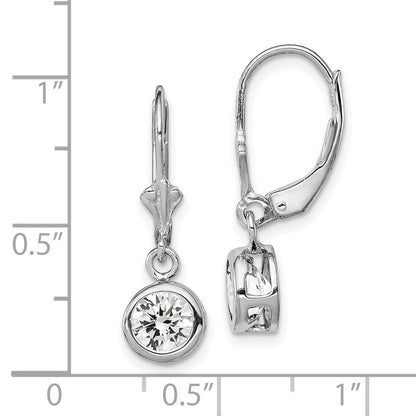 Sterlingsilber Rhodiniert 6mm Rund Zirkonia Ohrhänger mit Brisur