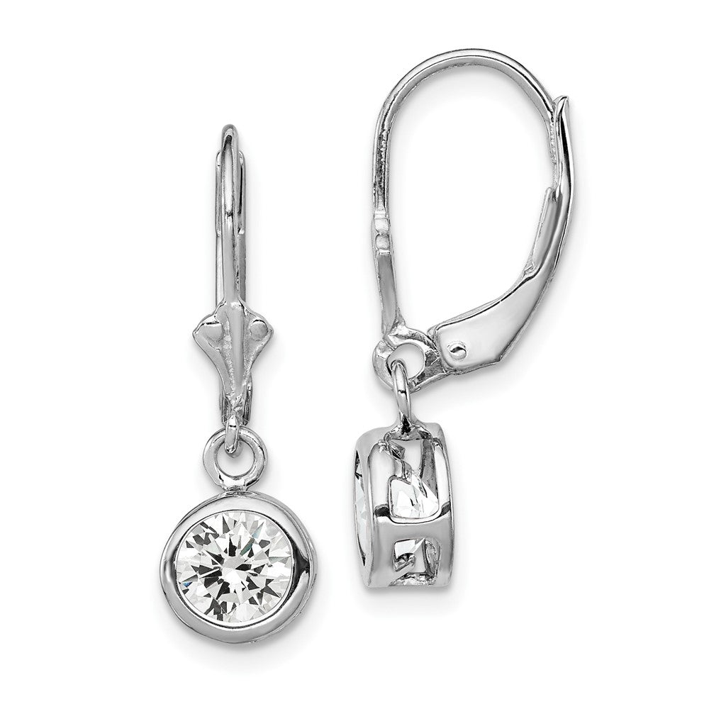 Sterlingsilber Rhodiniert 6mm Rund Zirkonia Ohrhänger mit Brisur