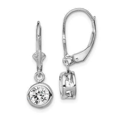 Sterlingsilber Rhodiniert 6mm Rund Zirkonia Ohrhänger mit Brisur