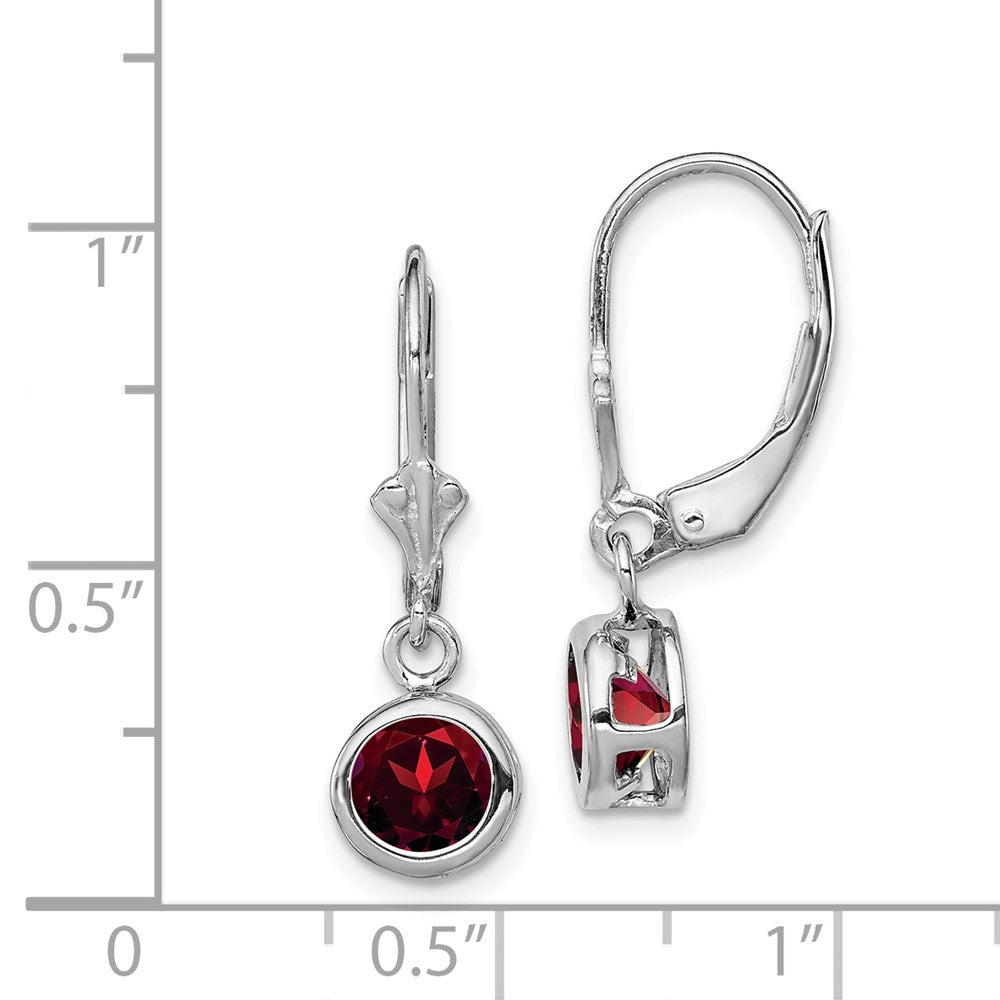 Sterlingsilber Rhodiniert 6mm Rund Granat Ohrhänger mit Brisur