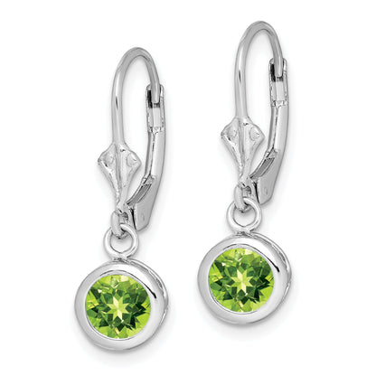Sterlingsilber Rhodiniert 6mm Rund Peridot Ohrhänger mit Brisur