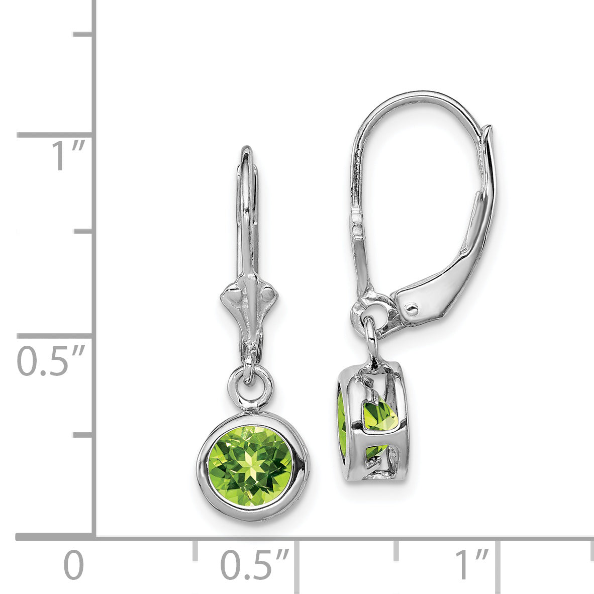 Sterlingsilber Rhodiniert 6mm Rund Peridot Ohrhänger mit Brisur