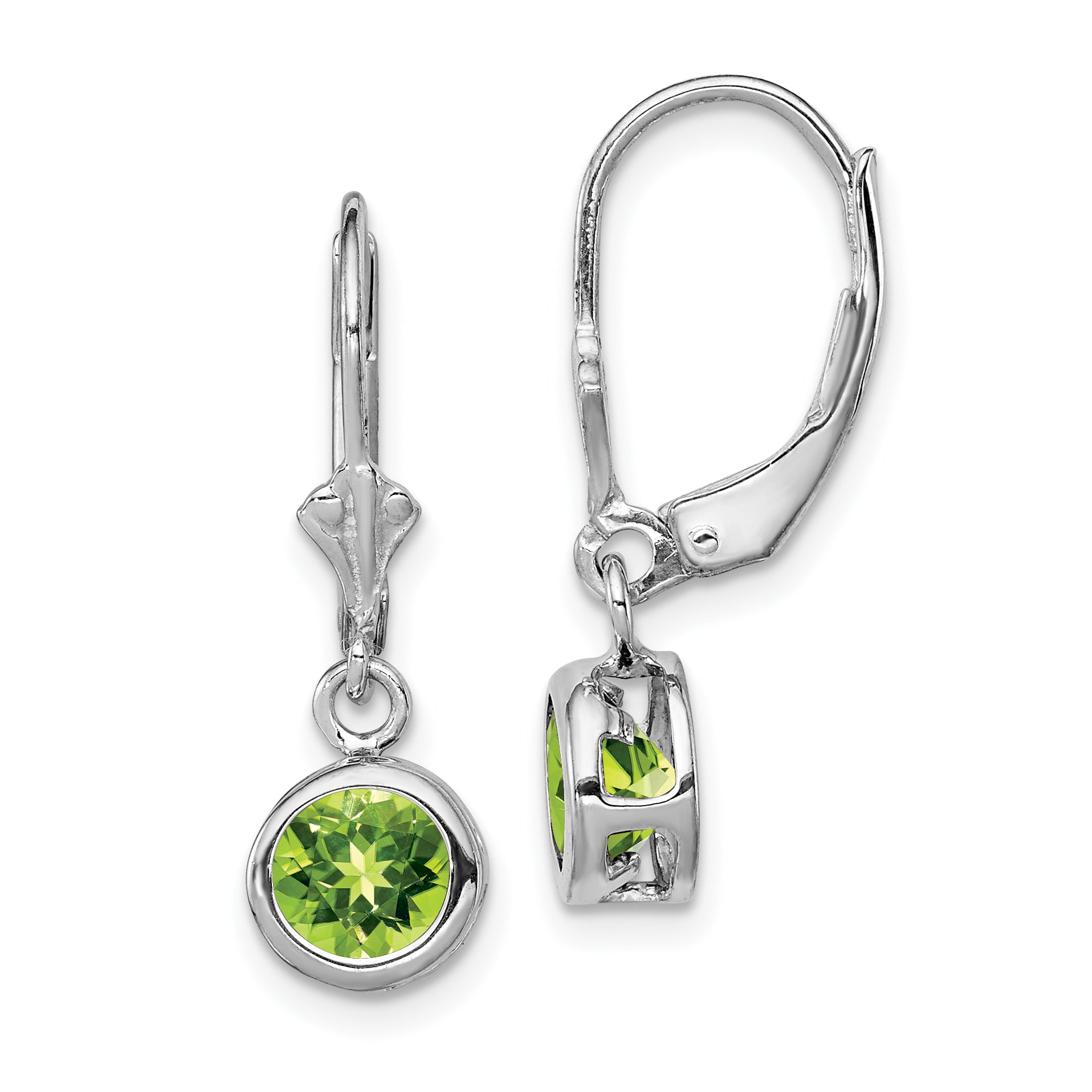 Sterlingsilber Rhodiniert 6mm Rund Peridot Ohrhänger mit Brisur
