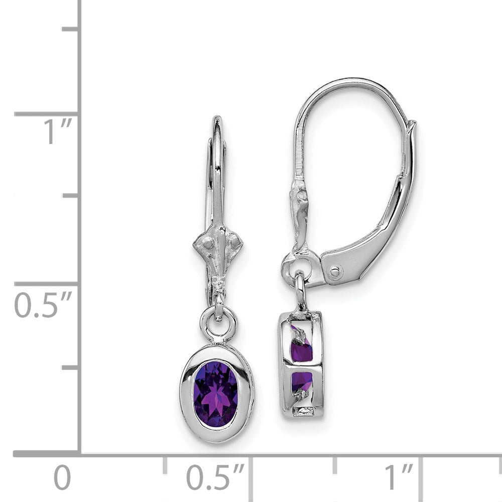 Sterlingsilber Rhodiniert 6x4mm Oval Amethyst Ohrhänger mit Brisur