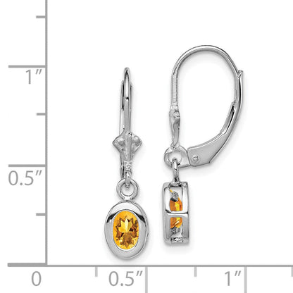 Sterlingsilber Rhodiniert 6x4mm Oval Citrin Ohrhänger mit Brisur