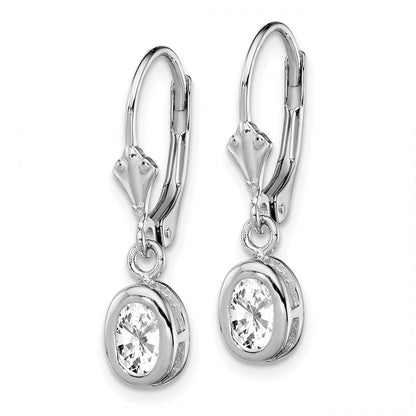 Sterlingsilber Rhodiniert 6x4mm Oval Zirkonia Ohrhänger mit Brisur