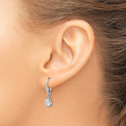 Sterlingsilber Rhodiniert 6x4mm Oval Zirkonia Ohrhänger mit Brisur