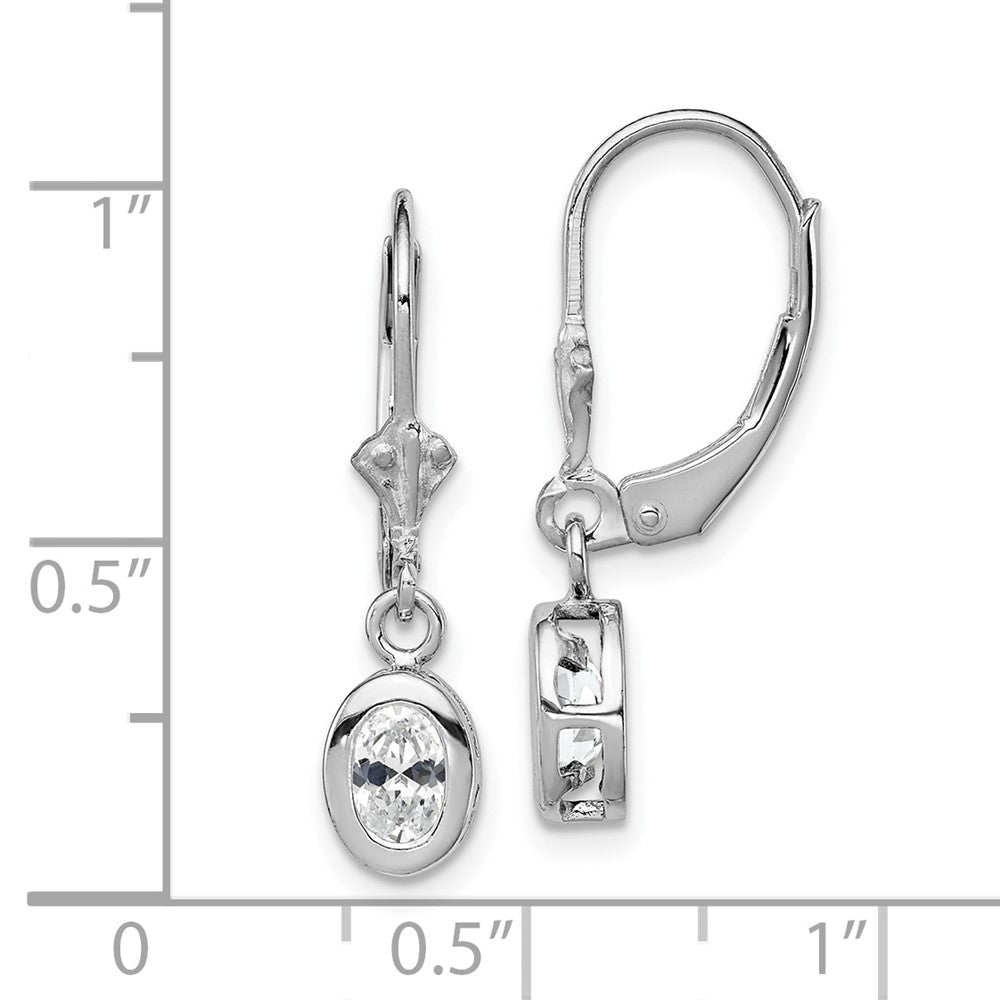 Sterlingsilber Rhodiniert 6x4mm Oval Zirkonia Ohrhänger mit Brisur