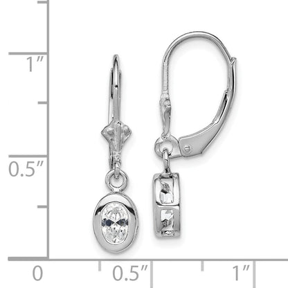 Sterlingsilber Rhodiniert 6x4mm Oval Zirkonia Ohrhänger mit Brisur