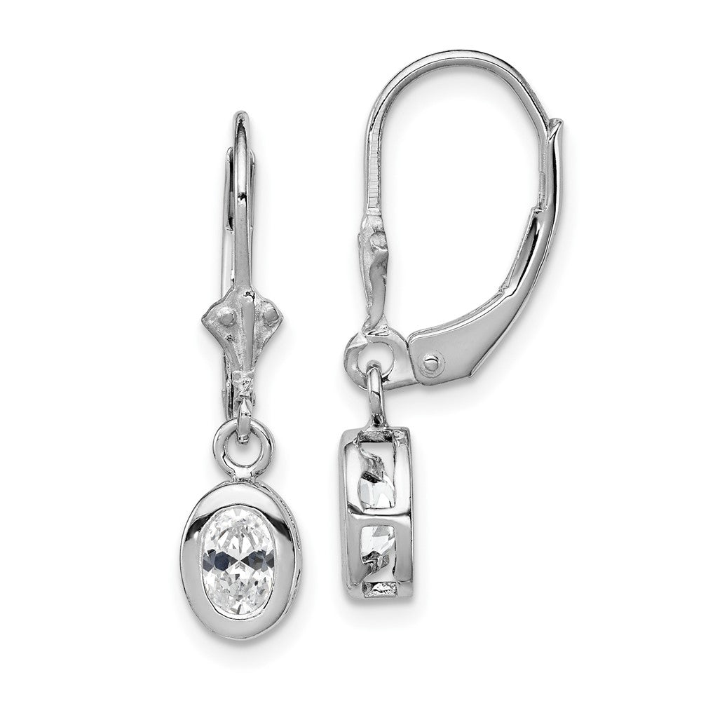 Sterlingsilber Rhodiniert 6x4mm Oval Zirkonia Ohrhänger mit Brisur