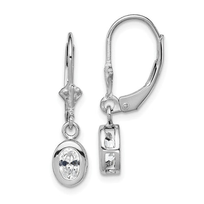 Sterlingsilber Rhodiniert 6x4mm Oval Zirkonia Ohrhänger mit Brisur