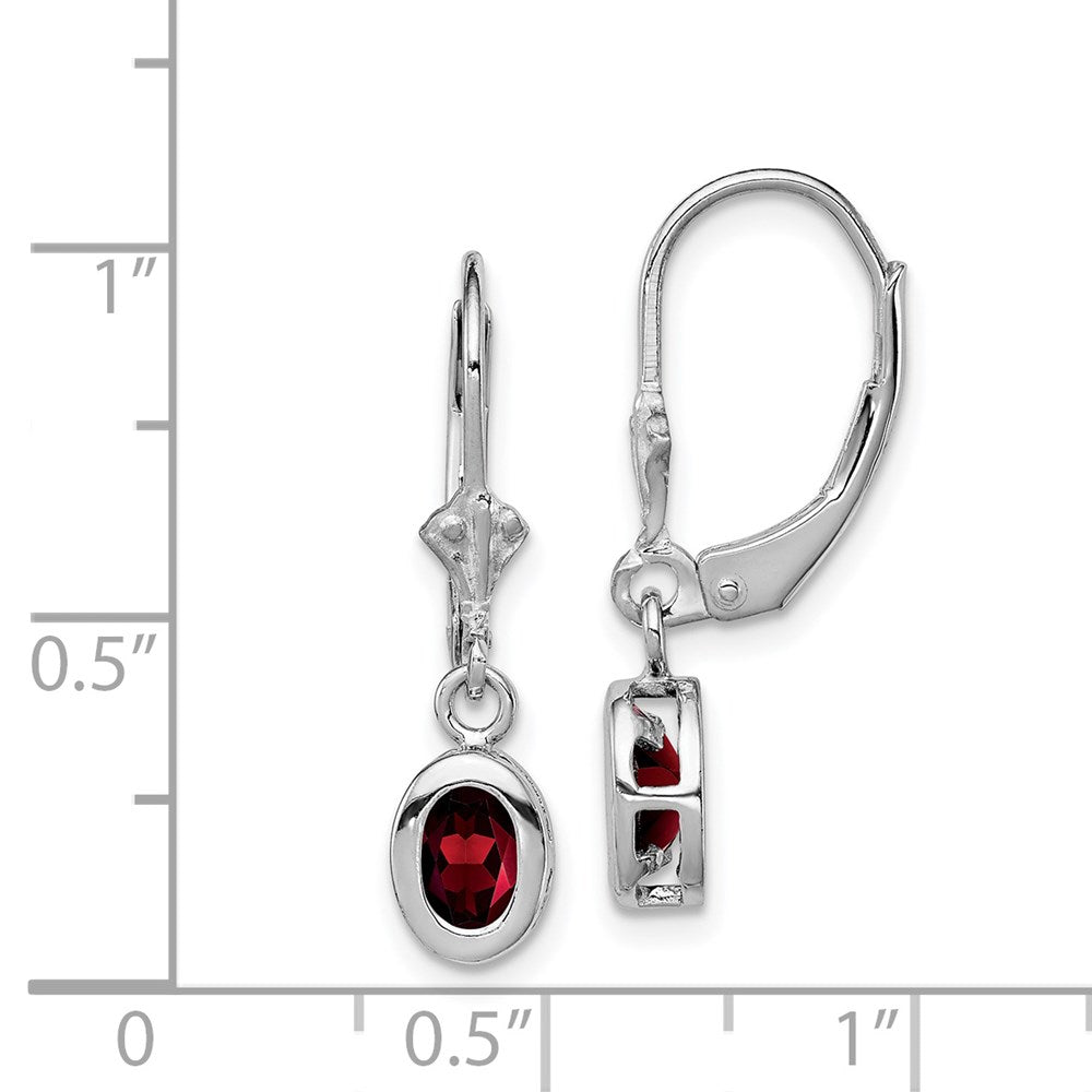 Sterlingsilber Rhodium 6x4mm Oval Granat Ohrhänger mit Brisur