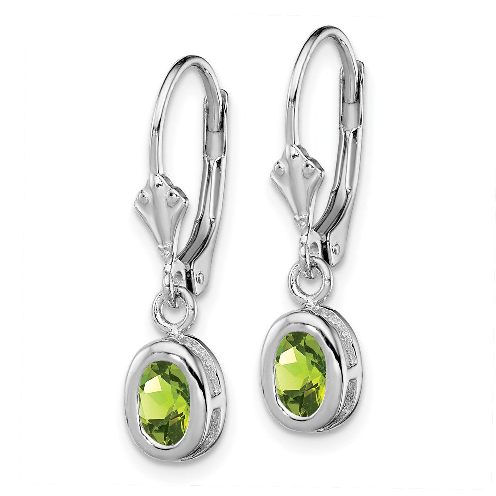 Sterlingsilber Rhodiniert 6x4mm Oval Peridot Ohrhänger mit Brisur