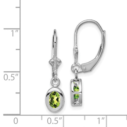 Sterlingsilber Rhodiniert 6x4mm Oval Peridot Ohrhänger mit Brisur