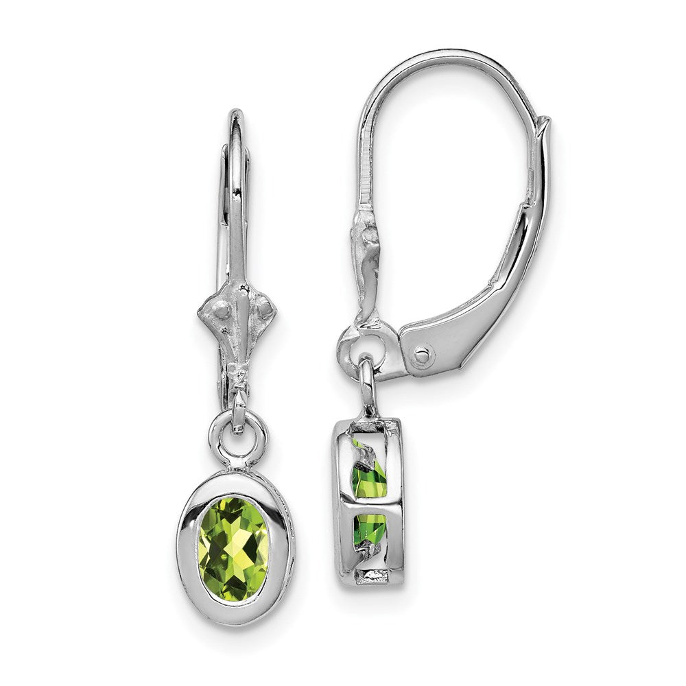 Sterlingsilber Rhodiniert 6x4mm Oval Peridot Ohrhänger mit Brisur