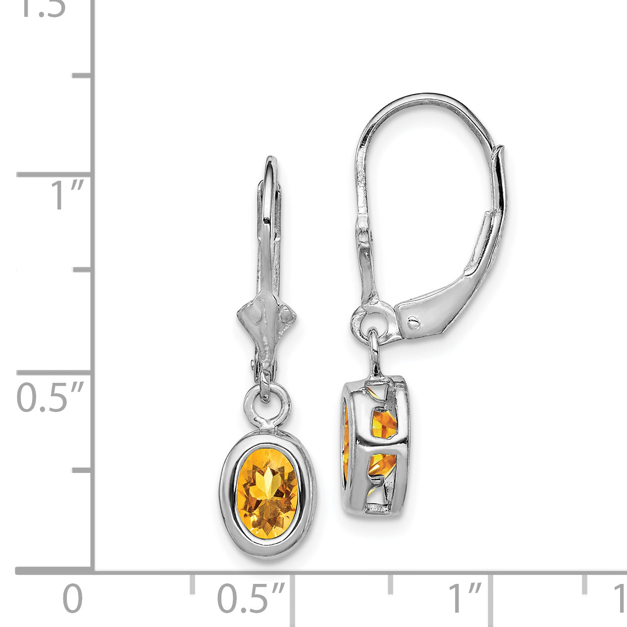 Sterlingsilber Rhodiniert 7x5mm Oval Citrin Ohrhänger mit Brisur