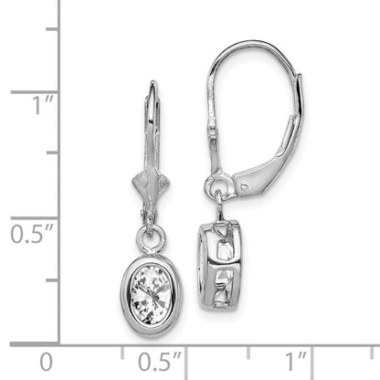 Sterlingsilber Rhodiniert 7x5mm Oval Zirkonia Ohrhänger mit Brisur