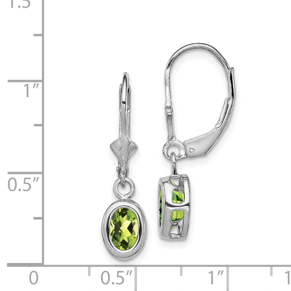 Sterlingsilber Rhodiniert 7x5mm Oval Peridot Ohrhänger mit Brisur