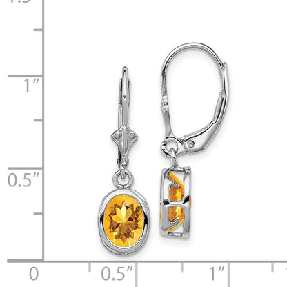 Sterlingsilber Rhodiniert 8x6mm Oval Citrin Ohrhänger mit Brisur