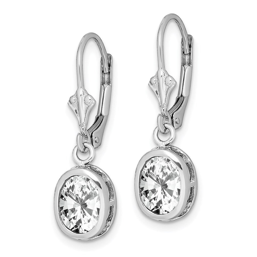 Sterlingsilber Rhodiniert 8x6mm Oval Zirkonia Ohrhänger mit Brisur