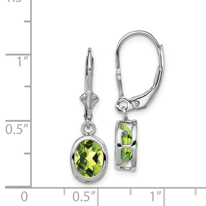 Sterlingsilber Rhodiniert 8x6mm Oval Peridot Ohrhänger mit Brisur