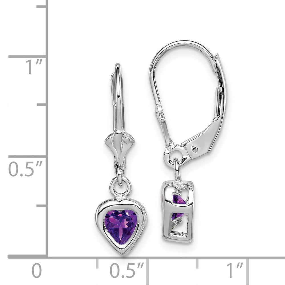 Sterlingsilber Rhodiniert 5mm Herz Amethyst Ohrhänger mit Brisur