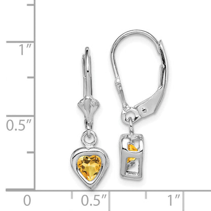 Sterlingsilber Rhodiniert 5mm Herz Citrin Ohrhänger mit Brisur