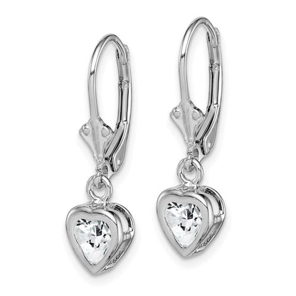 Sterlingsilber Rhodiniert 5mm Herz Zirkonia Ohrhänger mit Brisur