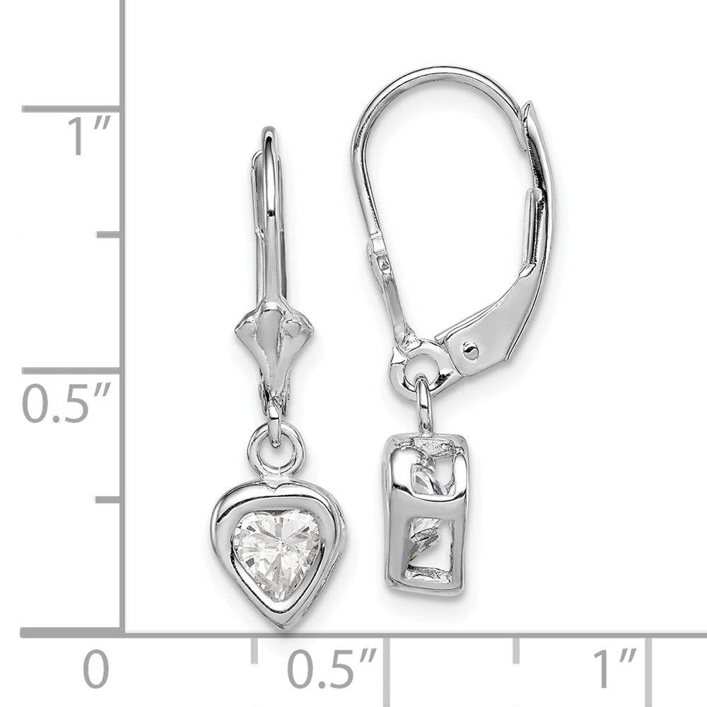 Sterlingsilber Rhodiniert 5mm Herz Zirkonia Ohrhänger mit Brisur