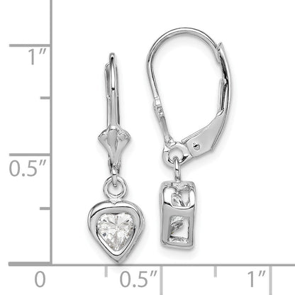 Sterlingsilber Rhodiniert 5mm Herz Zirkonia Ohrhänger mit Brisur