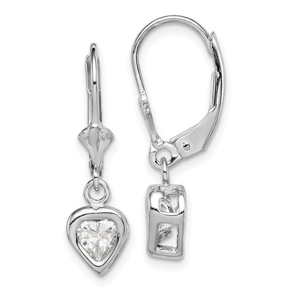 Sterlingsilber Rhodiniert 5mm Herz Zirkonia Ohrhänger mit Brisur