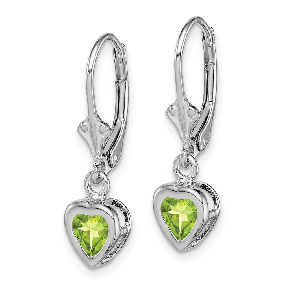 Sterlingsilber Rhodiniert 5mm Herz Peridot Ohrhänger mit Brisur