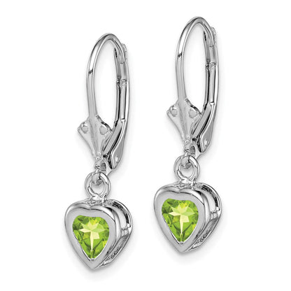 Sterlingsilber Rhodiniert 5mm Herz Peridot Ohrhänger mit Brisur